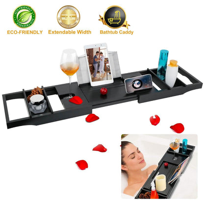 Crafted Bamboo Bath Tray Table Extendable Reading Rack DailySale
