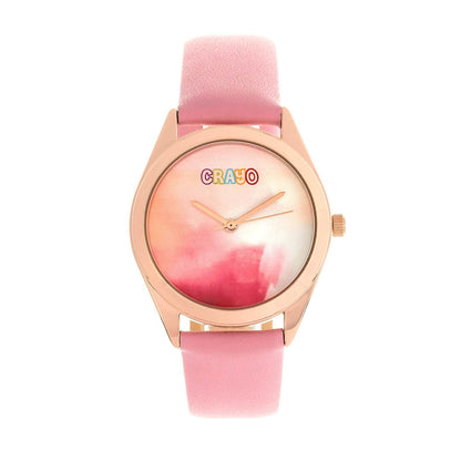 Crayo Graffiti Multicolor Dial Powder Leather Watch DailySale