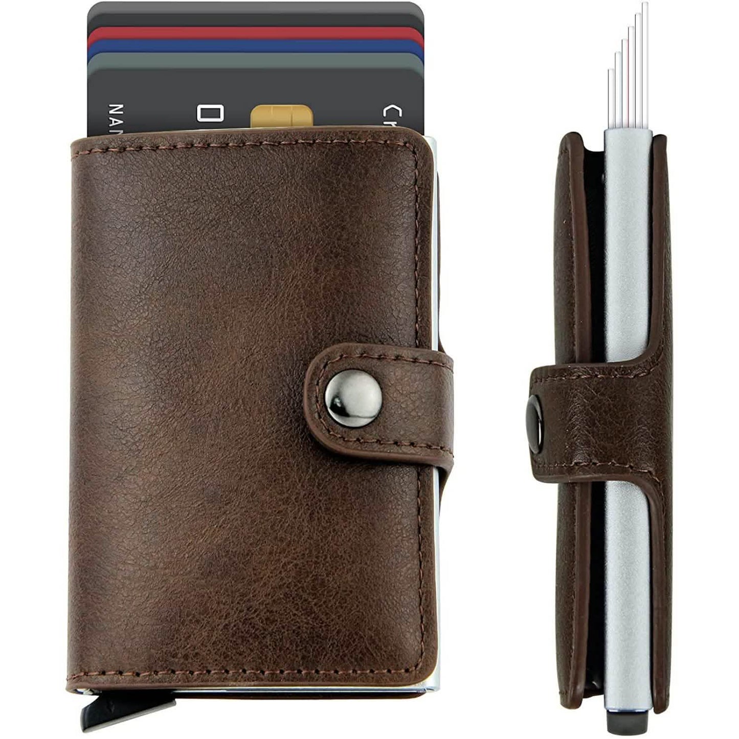 Credit Card Holder RFID Blocking Genuine Leather Vintage Aluminum Business Wallet DailySale