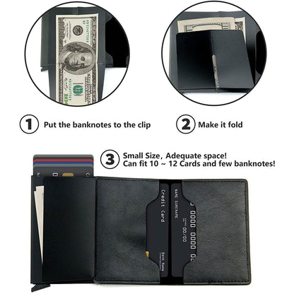 Credit Card Holder RFID Blocking Genuine Leather Vintage Aluminum Business Wallet DailySale