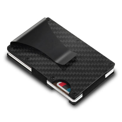 Credit Card Holder with Cash Clip Carbon Fiber RFID Blocking Scan for Men DailySale