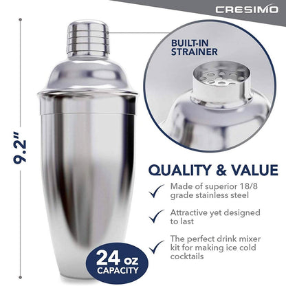 Cresimo 24 Ounce Cocktail Shaker Bar Set DailySale