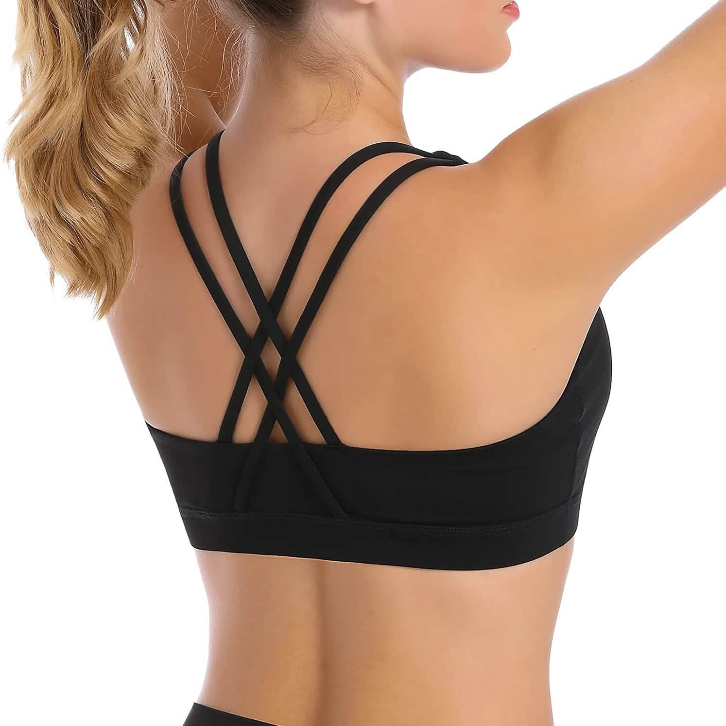 Criss-Cross Back Padded Strappy Sports Bras Medium Support Yoga Bra with Removable Cups DailySale