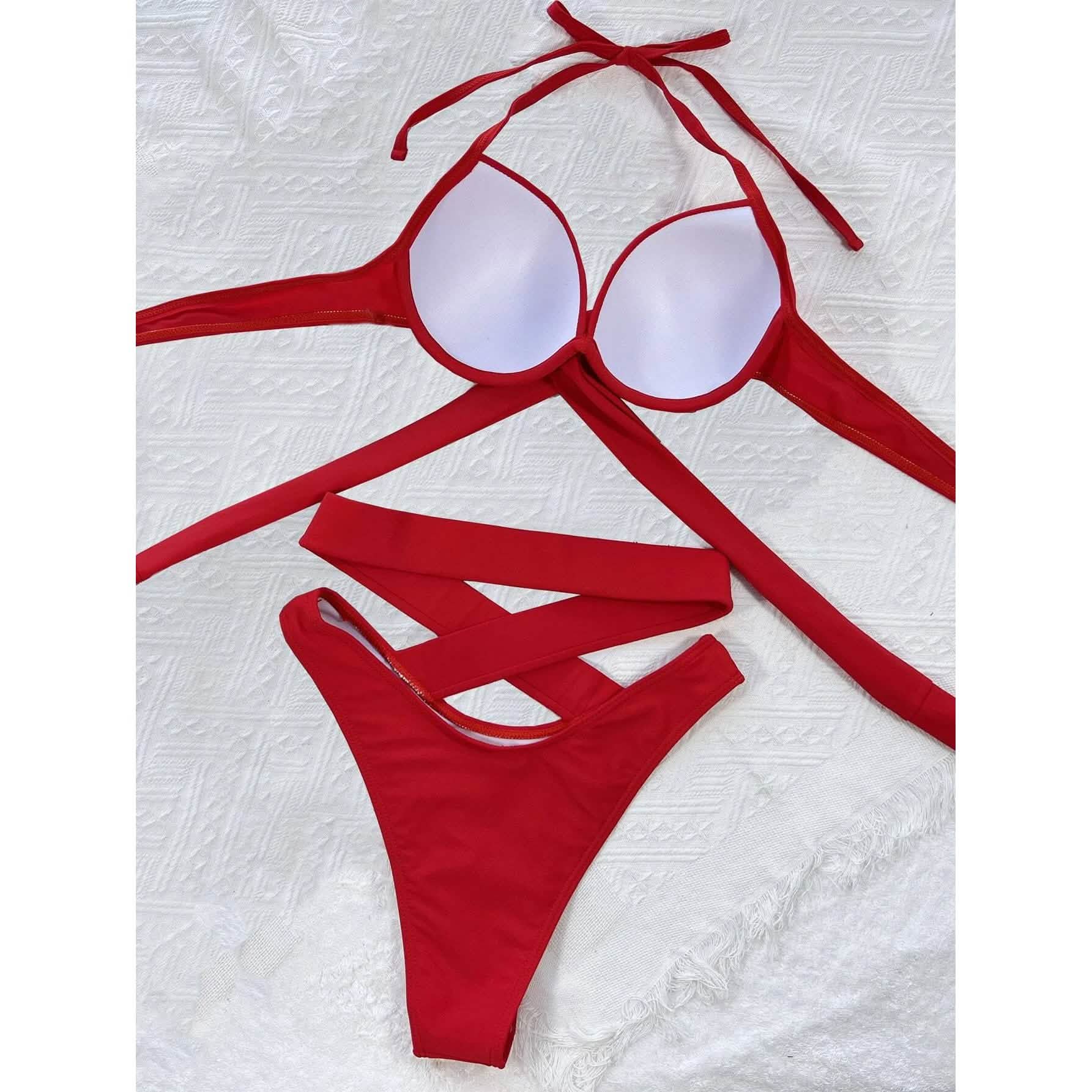 Criss Cross Wrap Push Up Bikini Swimsuit DailySale