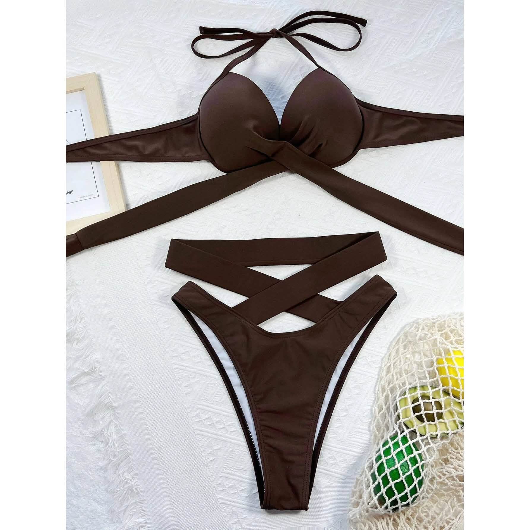 Criss Cross Wrap Push Up Bikini Swimsuit DailySale