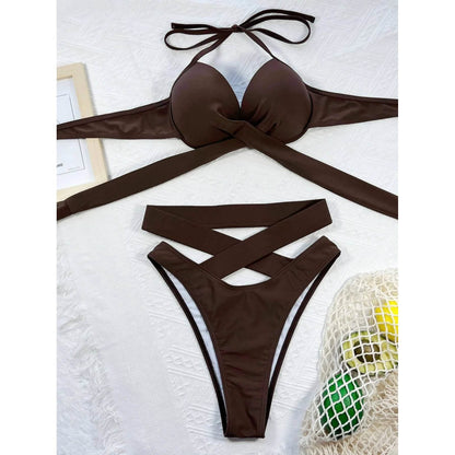 Criss Cross Wrap Push Up Bikini Swimsuit DailySale