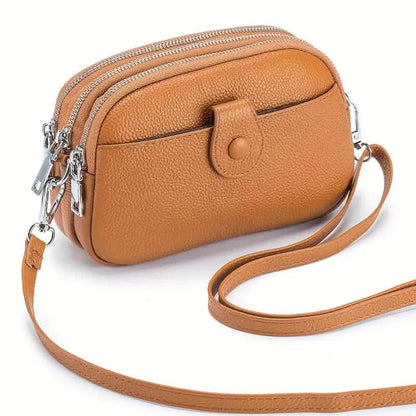 Crossbody Bags for Women Small Genuine Leather Shoulder Purse Cross Body Bag with Triple Top Zipper Adjustable Strap DailySale