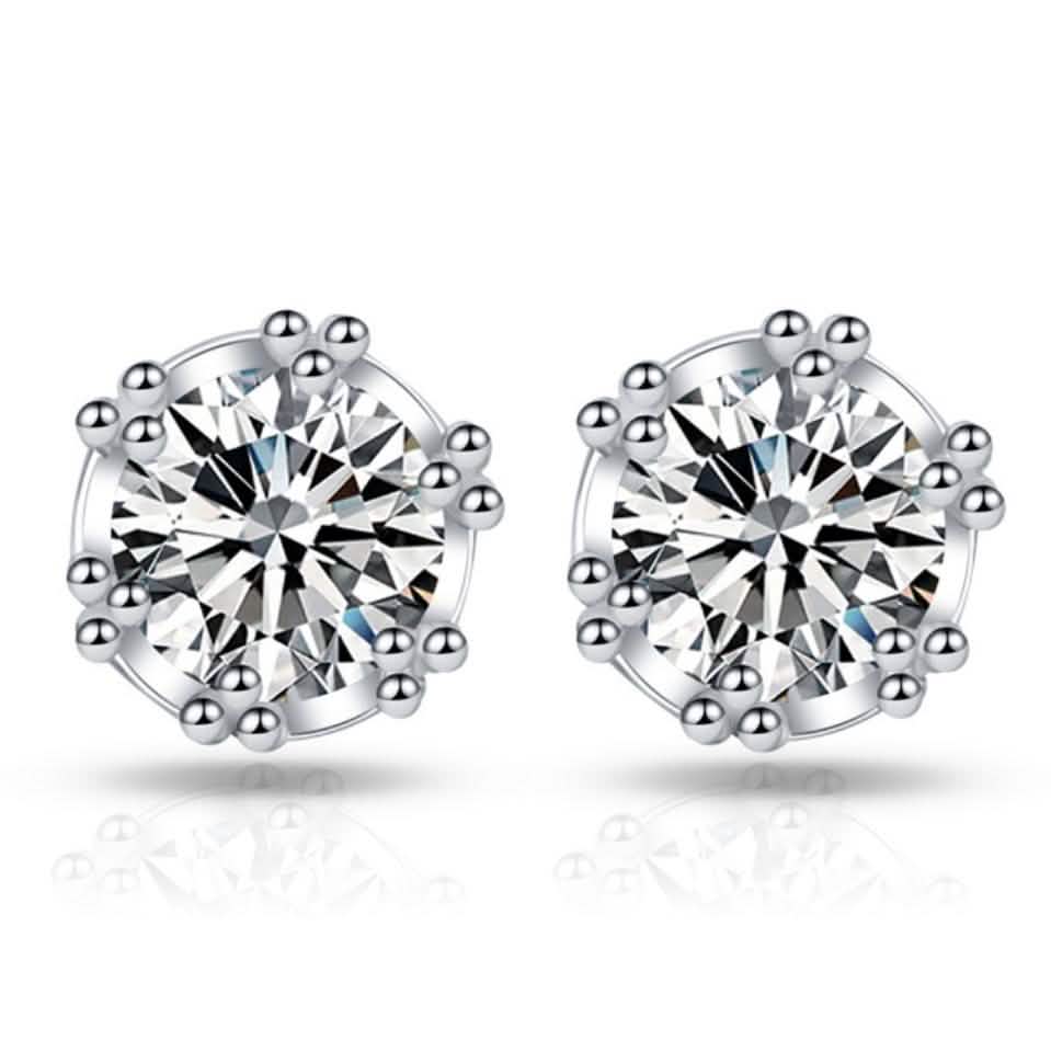 Crown Designed Stud Earring with Cubic Zirconia Stones DailySale
