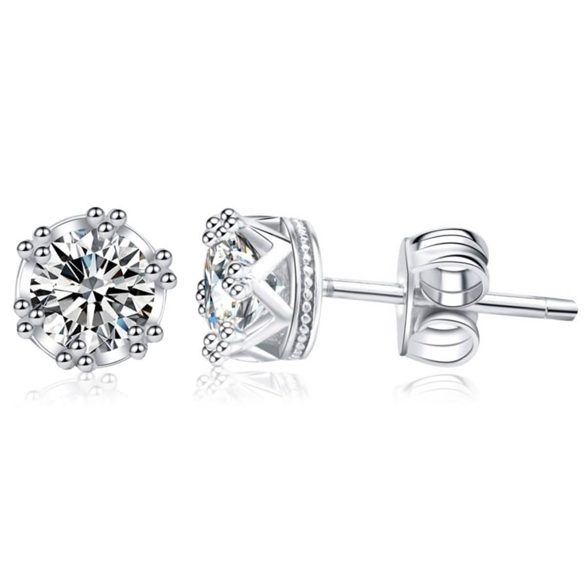 Crown Designed Stud Earring with Cubic Zirconia Stones DailySale