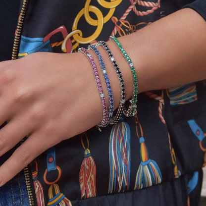 Crystal Accent Colored Stone Tennis Bracelet DailySale