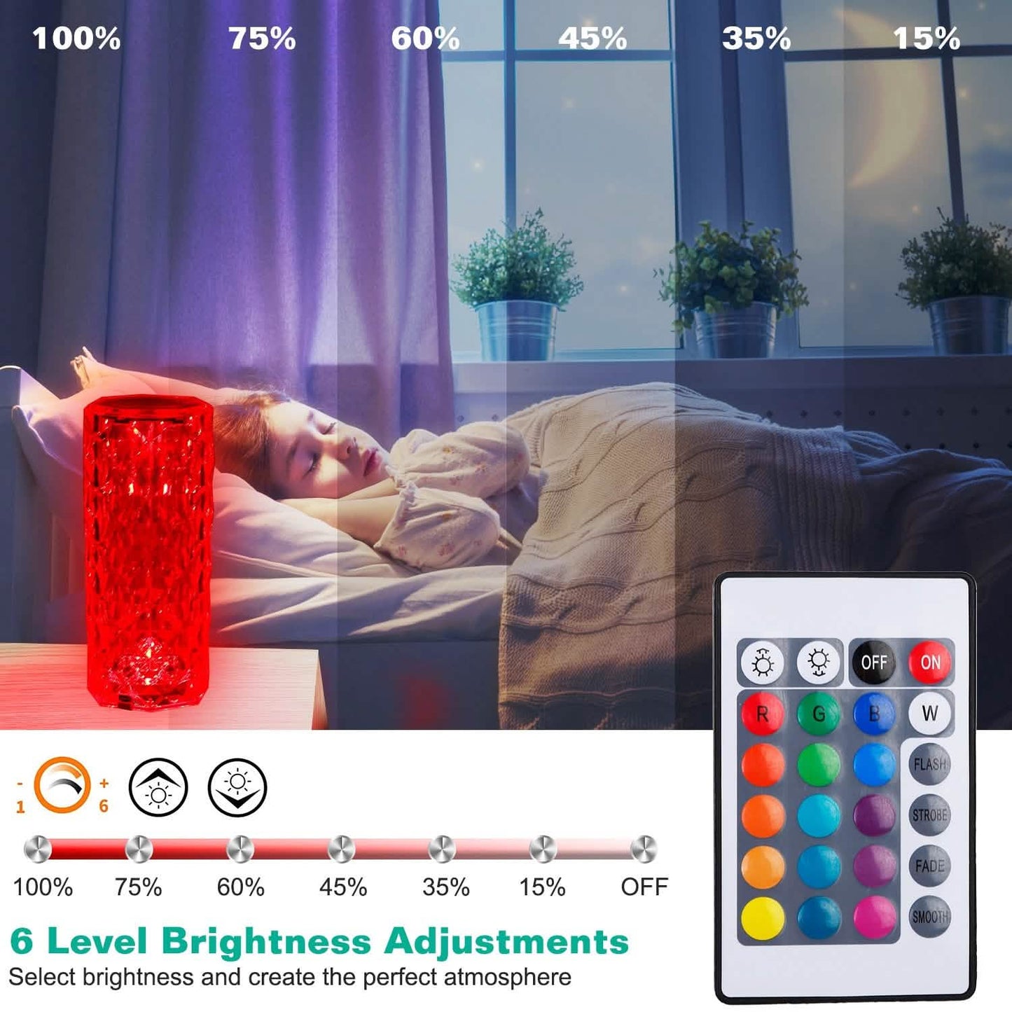 Crystal Diamond Rose Table Lamp DailySale