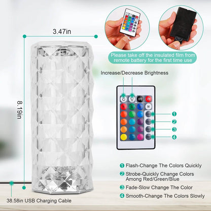 Crystal Diamond Rose Table Lamp DailySale