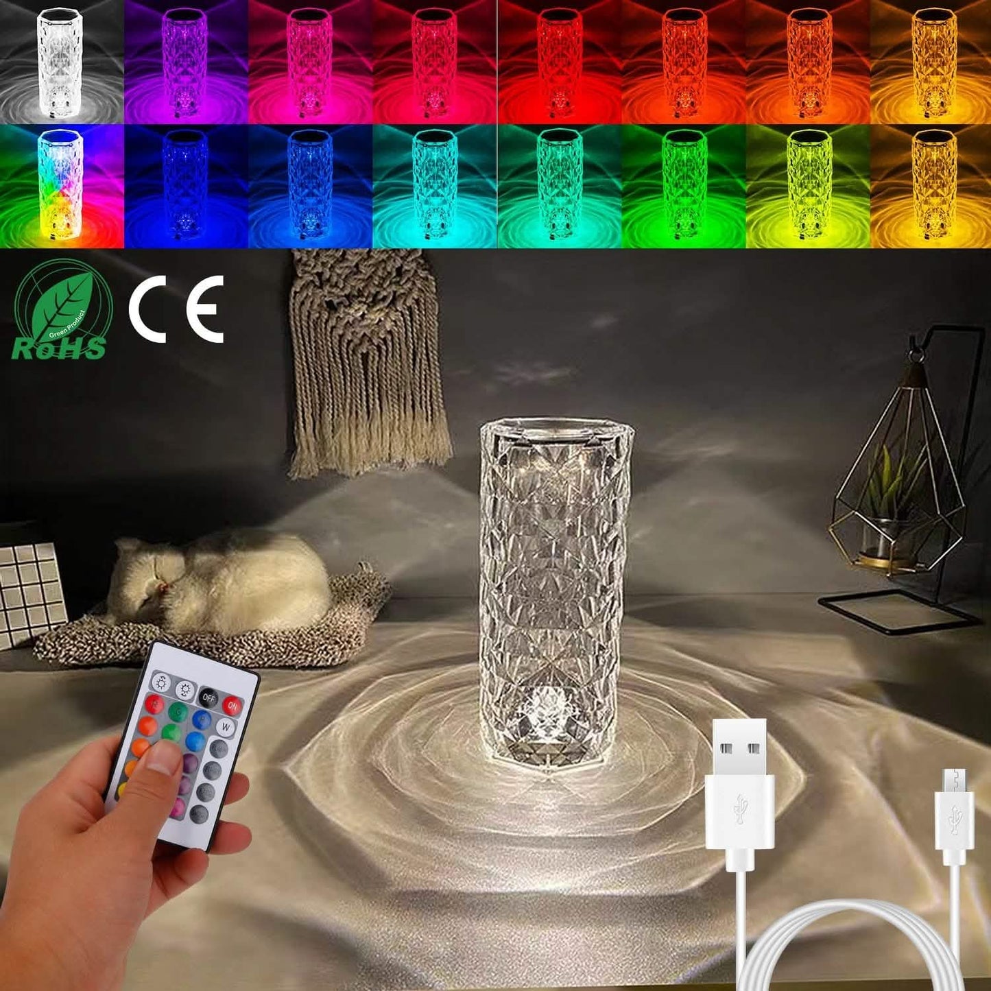 Crystal Diamond Rose Table Lamp DailySale