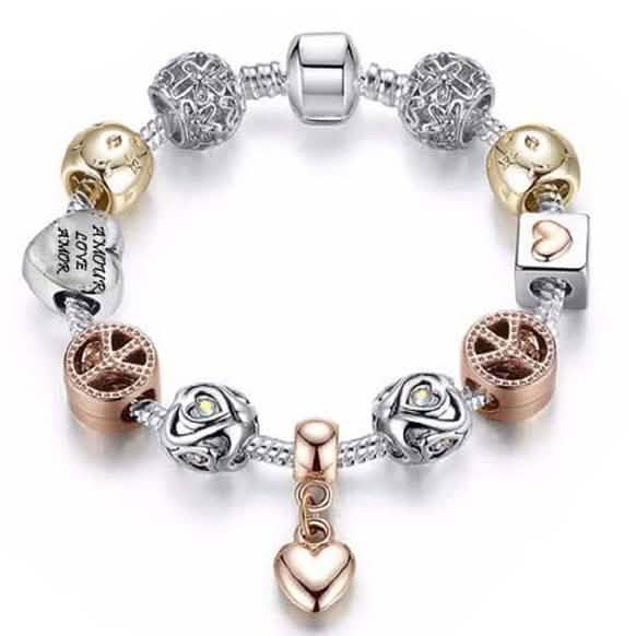 Crystal Heart Charm Bracelet In Gold DailySale