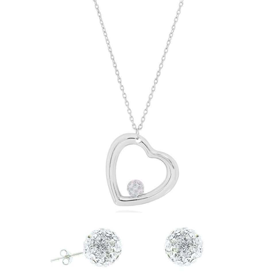 Crystal Heart Necklace and Stud Set DailySale