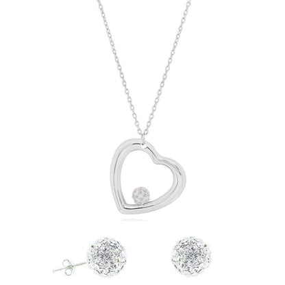 Crystal Heart Necklace and Stud Set DailySale