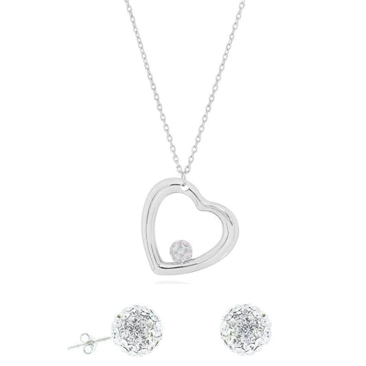 Crystal Heart Necklace and Stud Set DailySale