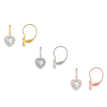 Crystal Lever-back Halo Heart Earrings DailySale