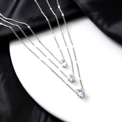 Crystal Zirconia Heart Star Charm Layered Pendant Necklace DailySale