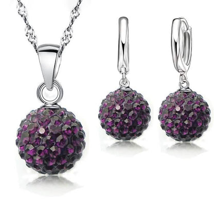 Crystalline Solid Silver Woman Jewelry Disco Ball Set DailySale