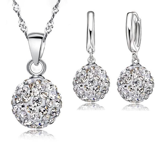 Crystalline Solid Silver Woman Jewelry Disco Ball Set DailySale