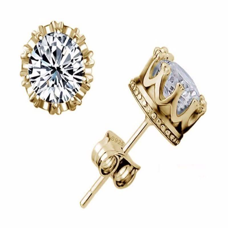 Cubic Zirconia Crown Stud Earrings DailySale