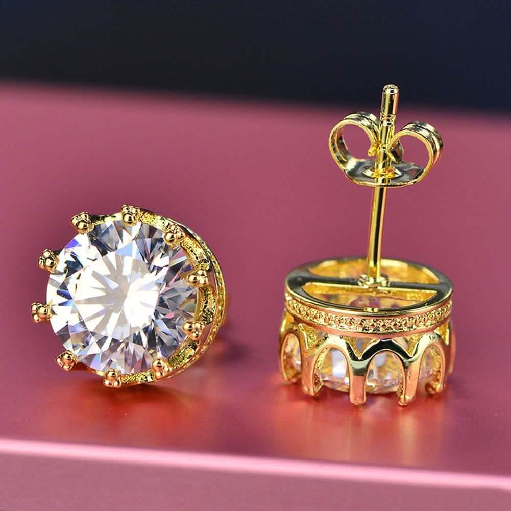 Cubic Zirconia Crown Stud Earrings DailySale