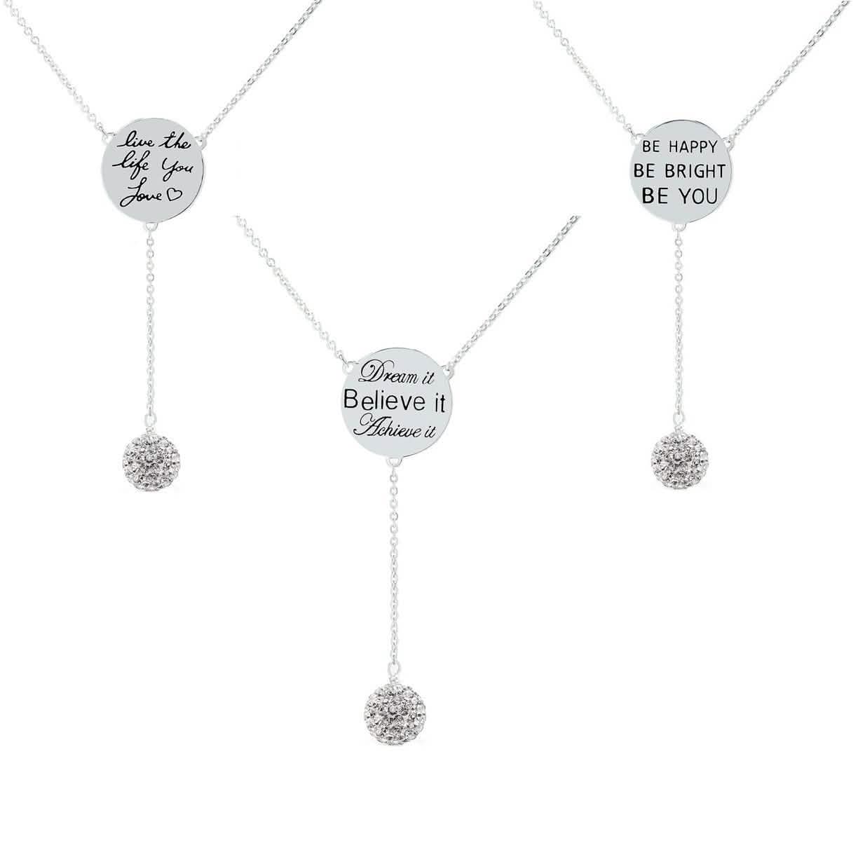 Cubic Zirconia Engraved Inspirational Necklaces DailySale