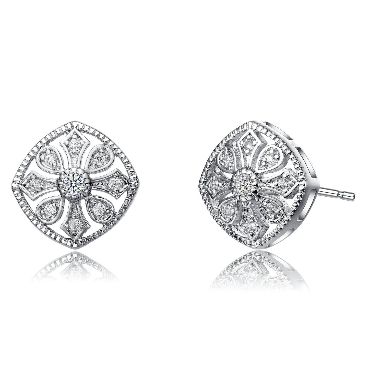 Cubic Zirconia Filigree Stud Earrings DailySale
