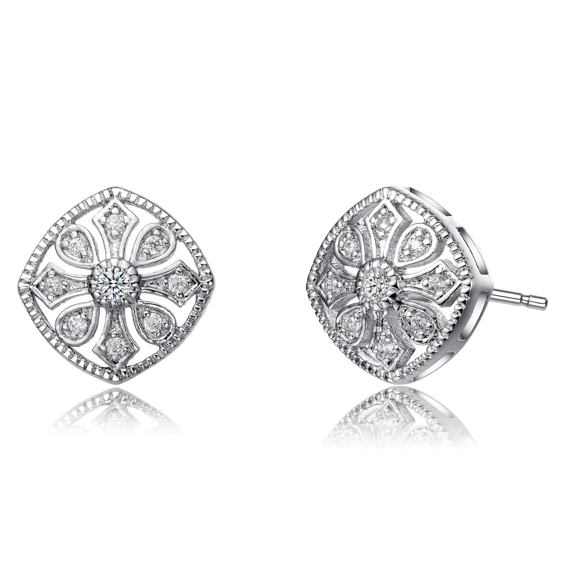 Cubic Zirconia Filigree Stud Earrings DailySale