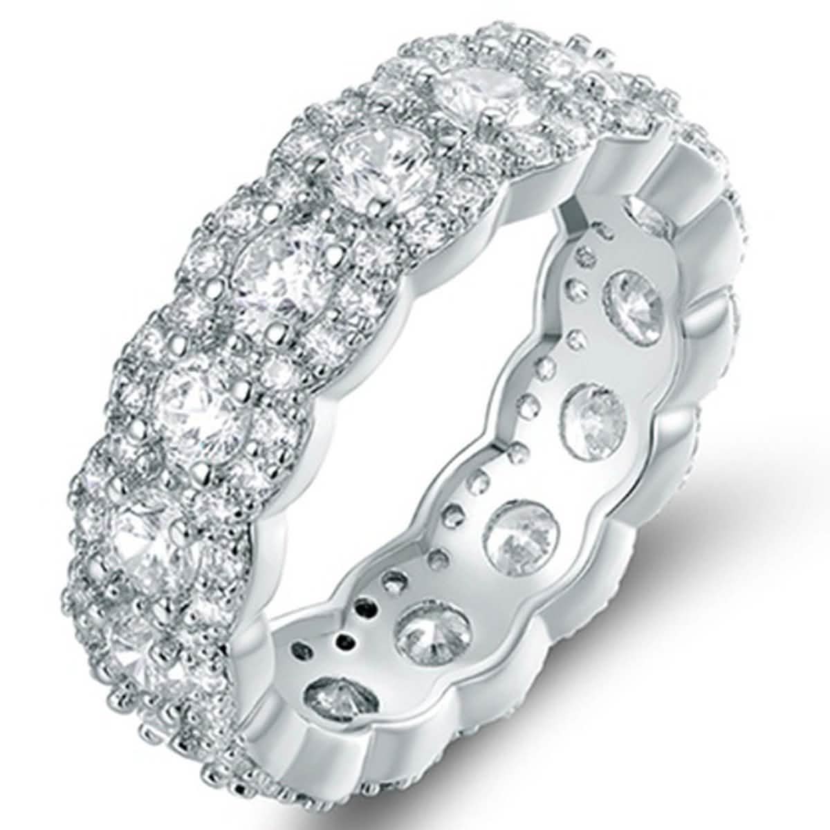 Cubic Zirconia Floral Eternity Band Ring - Assorted Sizes DailySale