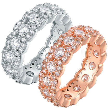 Cubic Zirconia Floral Eternity Band Ring - Assorted Sizes DailySale