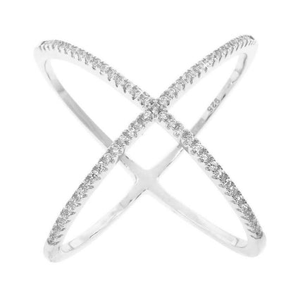 Cubic Zirconia Pave X Ring DailySale