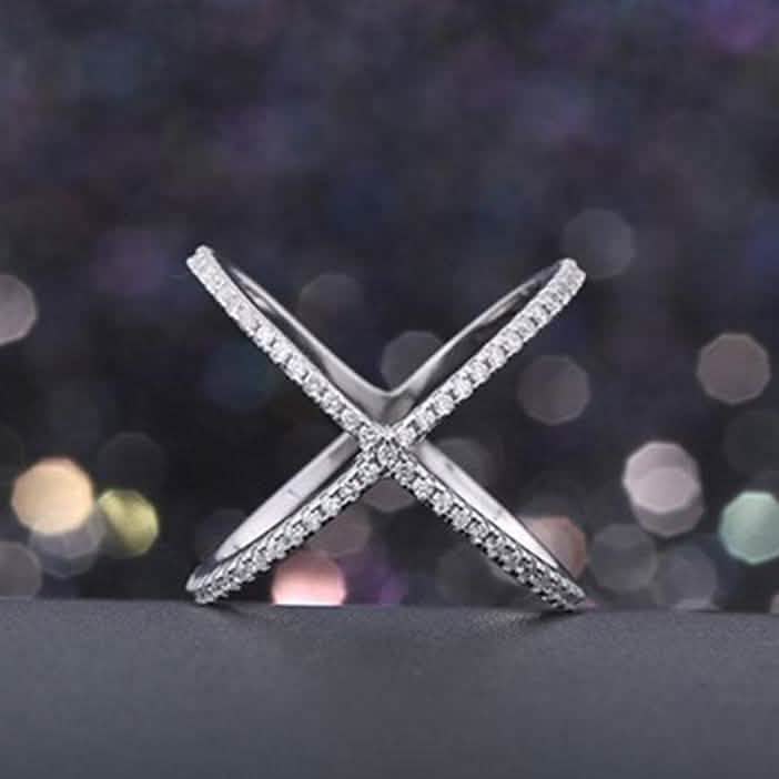 Cubic Zirconia Pave X Ring DailySale