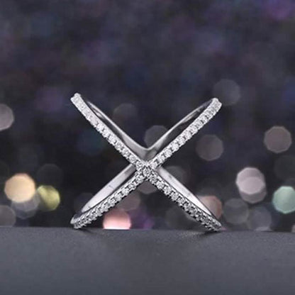 Cubic Zirconia Pave X Ring DailySale