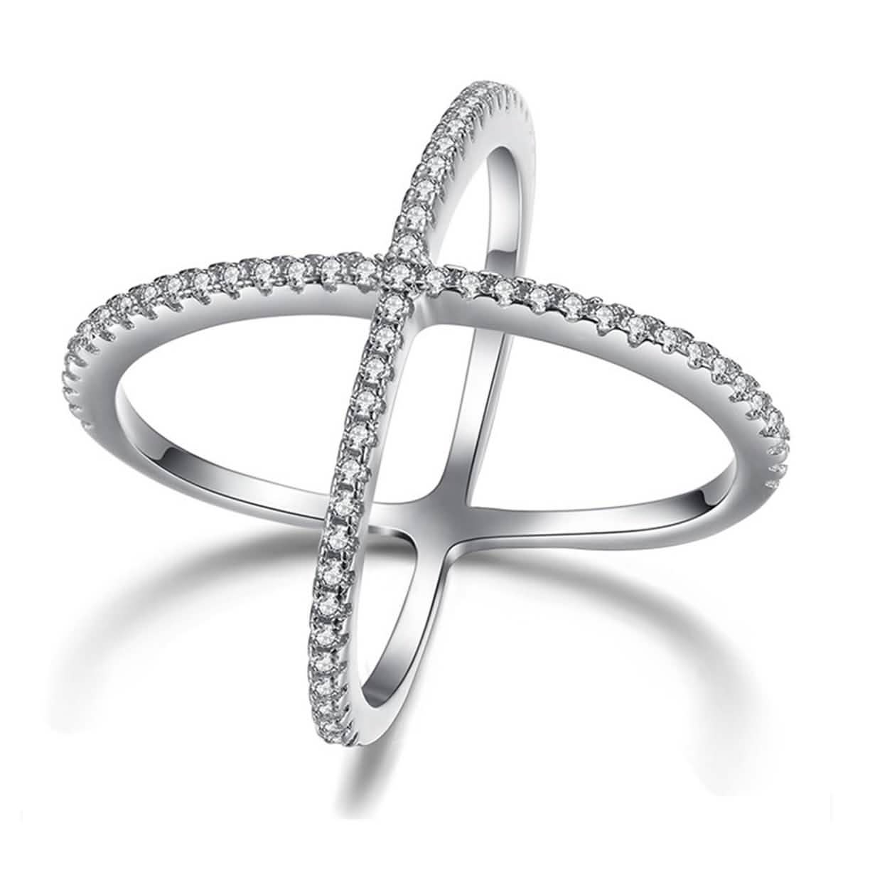 Cubic Zirconia Pave X Ring DailySale