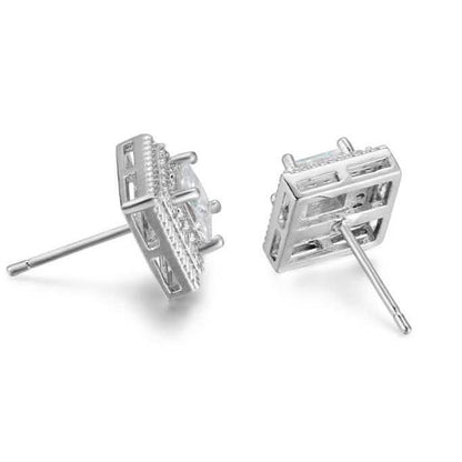 Cubic Zirconia Princess Cable Halo Stud Earrings DailySale