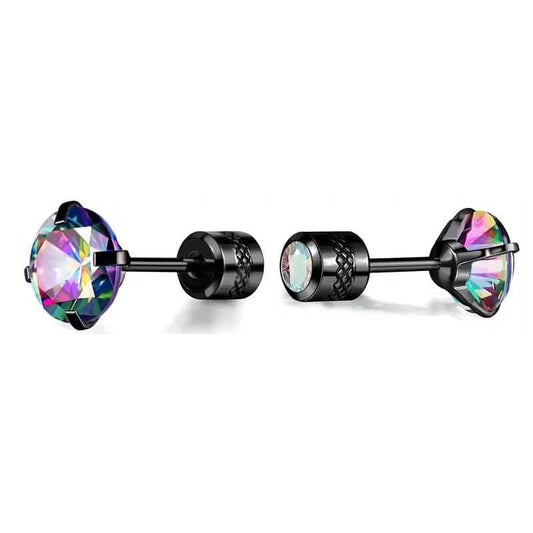 Cubic Zirconia Screw Back Stainless Steel Stud Earrings DailySale