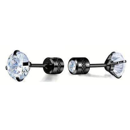 Cubic Zirconia Screw Back Stainless Steel Stud Earrings DailySale