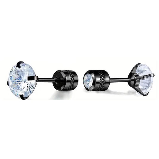 Cubic Zirconia Screw Back Stainless Steel Stud Earrings DailySale