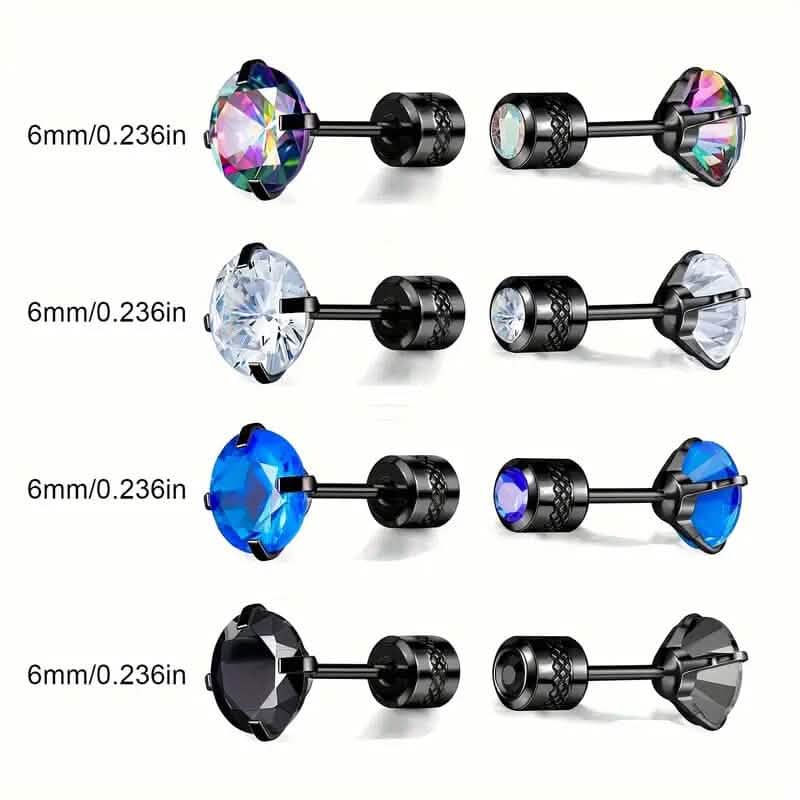 Cubic Zirconia Screw Back Stainless Steel Stud Earrings DailySale