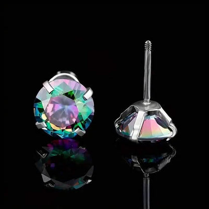Cubic Zirconia Screw Back Stainless Steel Stud Earrings DailySale