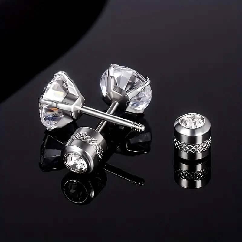 Cubic Zirconia Screw Back Stainless Steel Stud Earrings DailySale