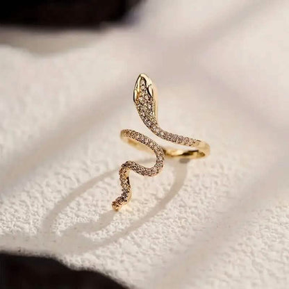 Cubic Zirconia Wrapped Small Snake Opening Adjustable Ring DailySale