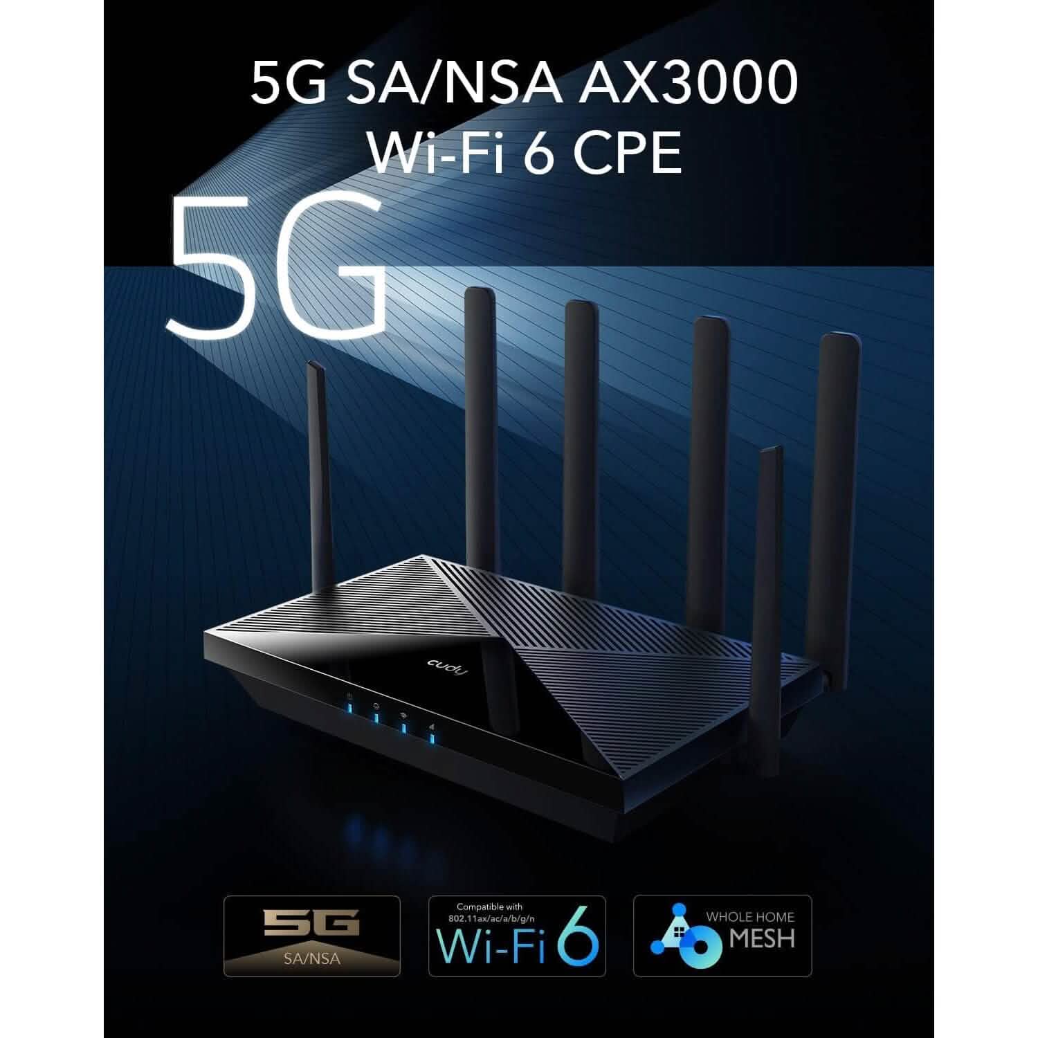 Cudy New 5G NR SA NSA AX3000 WiFi 6 CPE Router, AX3000 Dual SIM 5G Cellular Router  (Refurbished) DailySale