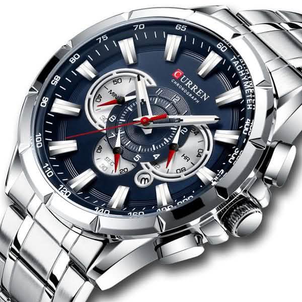 CURREN Men's Multifunctional Chronograph Calendar Quartz Waterproof Full Steel Watch DailySale