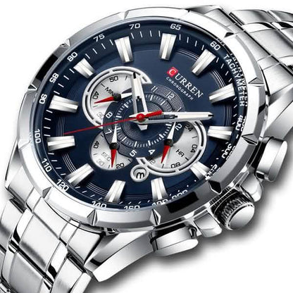 CURREN Men's Multifunctional Chronograph Calendar Quartz Waterproof Full Steel Watch DailySale