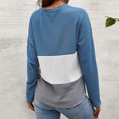 Cut And Sew Panel Knot Hem Waffle Knit Tee DailySale