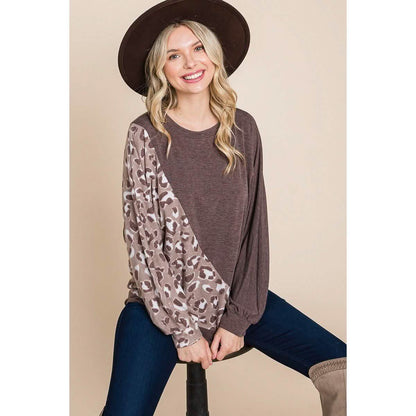 Cute Animal French Terry Brush Contrast Print Pullover with Cuff Detail DailySale