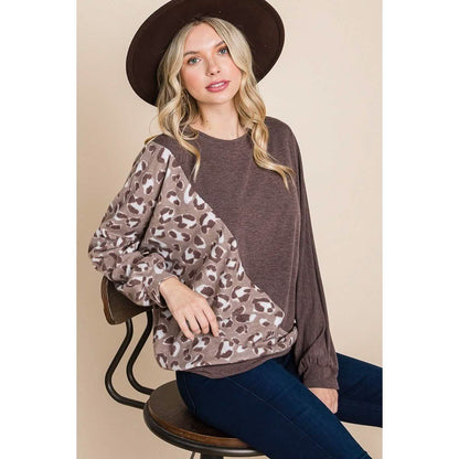 Cute Animal French Terry Brush Contrast Print Pullover with Cuff Detail DailySale